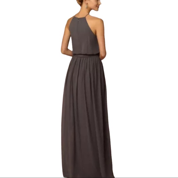 BHLDN x Donna Morgan Alana 2 & 6 Charcoal Gray Chiffon Maxi Gown - Picture 6 of 6